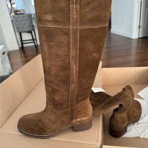 Brown Suede Knee-High Boots